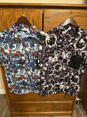 Lot of 2 - fun printed button down shirts